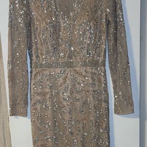 Mac duggal long sleeve heavily beaded gown